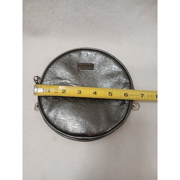 Giorgio Armoni Makeup Cosmetics Bag Circle Pouch Gunmetal Gray Designer Round - Picture 13 of 16